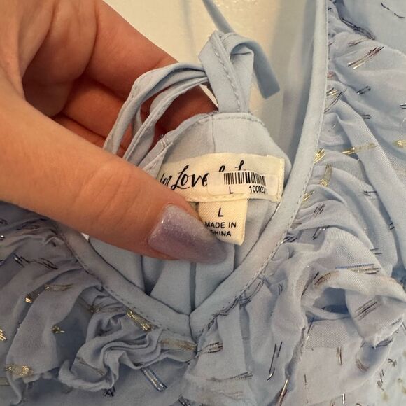 For Love And Lemons Chantal Light Blue Mini Dress Large - Picture 7 of 8